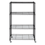 Adjustable Black Steel 4-Tier Wire Shelving Unit with Wheels