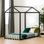 Matte Black Twin Wood Frame House Bed