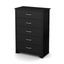 Eco-Friendly Pure Black Particle Board 5-Drawer Chest