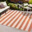 Negril 5'3" x 7'6" Orange and Beige Synthetic Stripe Rug