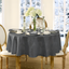 Gray Round Jacquard Damask Stain-Resistant Tablecloth