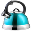 Turquoise Stainless Steel Whistling Tea Kettle with Nylon Handle, 1.75 Quart