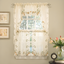 Cream Floral Embroidered Semi-Sheer Tier Curtains