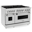 48" Stainless Steel Dual Fuel Range with 7 Burners and Griddle