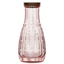 Pink Embossed Glass Carafe with Wood Lid, 1 Liter