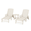 Sand POLYWOOD Nautical 3-Piece Outdoor Chaise Lounge & Side Table Set