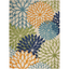 Aloha Floral Blue and White XXL Flat-Woven Outdoor Rug