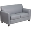 Gray Leather 52'' Reception Loveseat with Flared Arms