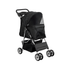 Black Foldable 4-Wheel Pet Stroller with Mesh Windows