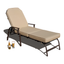 Beige Steel Outdoor Chaise Lounge with Cushions