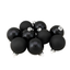 Shiny and Matte Black Glass Christmas Ball Ornaments Set