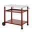 Three-Shelf Red and Stainless Steel Outdoor Grill Cart