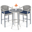 Gray and Blue Wicker Outdoor Bistro Set with Barstools