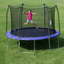 12-Foot Blue Round Trampoline with Safety Enclosure