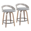 Light Gray and Black Swivel Wood Counter Stools, Set of 2