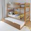 Pecan Twin Over Twin Bunk Bed with Trundle and Storage