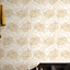 Gold and White Floral Washable Removable Wallpaper