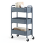 Blue Metal 3-Tier Rolling Storage Cart with Caster Wheels