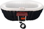 Black and White Oval Inflatable Hot Tub Spa with Drink Tray