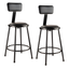 Black Vinyl Padded Steel Low-Back Stools with Footring, 24" Height