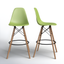 Green Acrylic and Walnut Mid-Century Modern Bar Stools, Set of 2