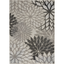 Silver Grey Floral Bloom 4' x 6' Handmade Outdoor Rug