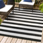 Black and Cream Striped Synthetic Indoor/Outdoor Area Rug