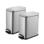 Slim Silver Stainless Steel Step-On Trash Can Set