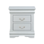 Elegant Silver Wooden Nightstand with Bracket Base and 2 Drawers