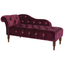 Burgundy Velvet Tufted Roll Arm Chaise Lounge with Wood Frame