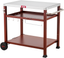 Three-Shelf Red and Stainless Steel Outdoor Grill Cart