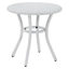 White Outdoor Wicker Round Side Table with Steel Frame