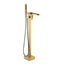 Brushed Gold Brass Freestanding Tub Filler with Hand Shower