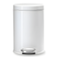 White Stainless Steel Round Step Trash Can with Pedal