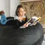 Extra Large Black Denim Bean Bag Sofa with Removable Cover