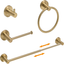 Brushed Gold Wall-Mounted Triple Towel Rack Set