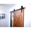 Black Square End Rolling Barn Door Hardware Kit with 96-Inch Track