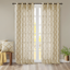 Beige and Gold Light-Filtering Grommet Top Curtain Panel