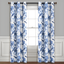 White and Blue Farmhouse Bird and Flower Blackout Curtain Panels