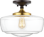 Marfa 14" Clear Glass and Brass Gold Farmhouse LED Flush Mount