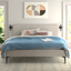 Beige King Upholstered Platform Bed with Wood Frame