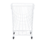 White Metal Mesh Laundry Basket Storage Cart with Wheels