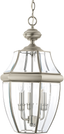 Antique Brushed Nickel Outdoor Pendant with Clear Glass