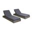 Gray Acacia Wood Outdoor Chaise Lounge Set with Dark Gray Cushions