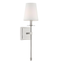 Sleek Satin Nickel 20" Monroe Wall Sconce with White Fabric Shade