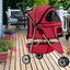 Red Folding Pet Stroller with Mesh Windows