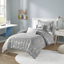 Gray and Silver Geometric Twin Duvet Cover Set