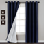 Navy Faux Silk Blackout Grommet Window Curtain Panel