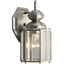 Brushed Nickel Outdoor Wall Lantern with Clear Glass Panels