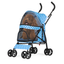 Sky Blue Polka Dot Foldable Pet Stroller with Mesh Windows